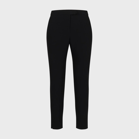 Anne Fontaine black crepe side zip straight leg mid ride trousers size S - Picture 1 of 6